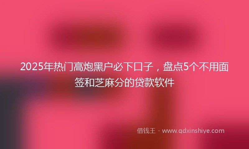 2025年热门高炮黑户必下口子，盘点5个不用面签和芝麻分的贷款软件