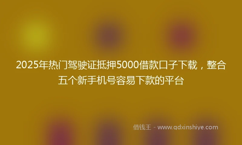 2025年热门驾驶证抵押5000借款口子下载，整合五个新手机号容易下款的平台