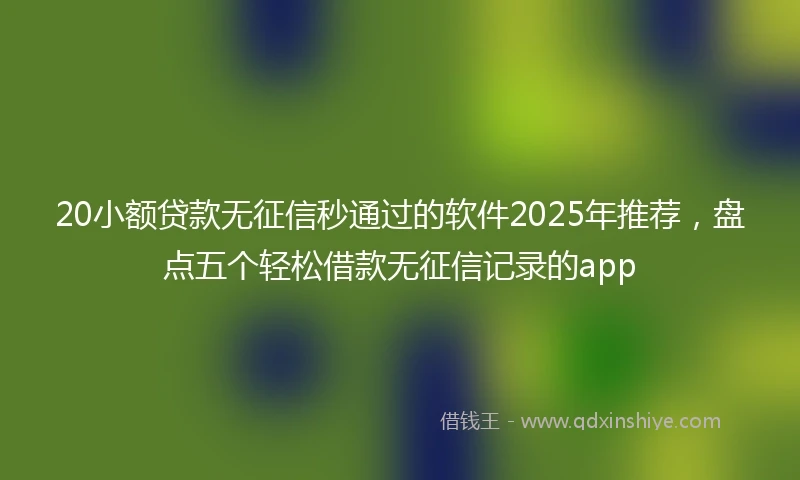 20小额贷款无征信秒通过的软件2025年推荐，盘点五个轻松借款无征信记录的app