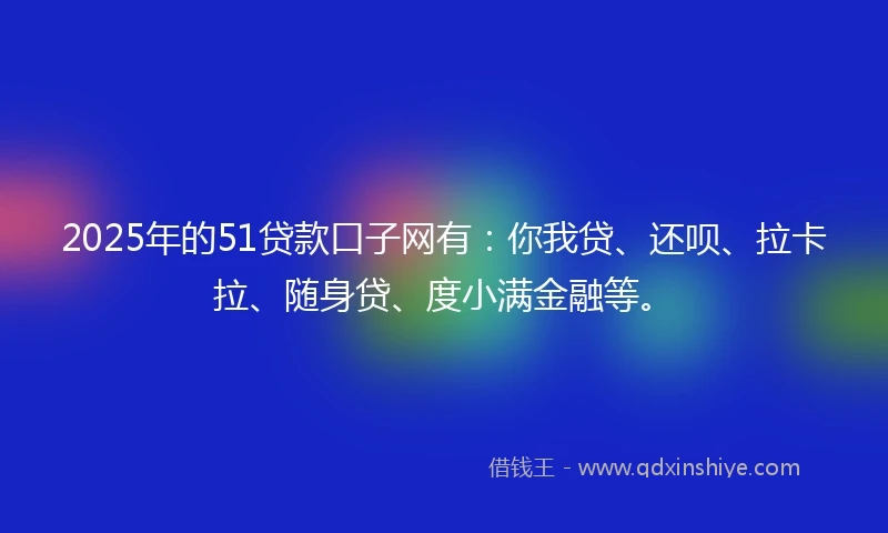 2025年的51贷款口子网有：你我贷、还呗、拉卡拉、随身贷、度小满金融等。