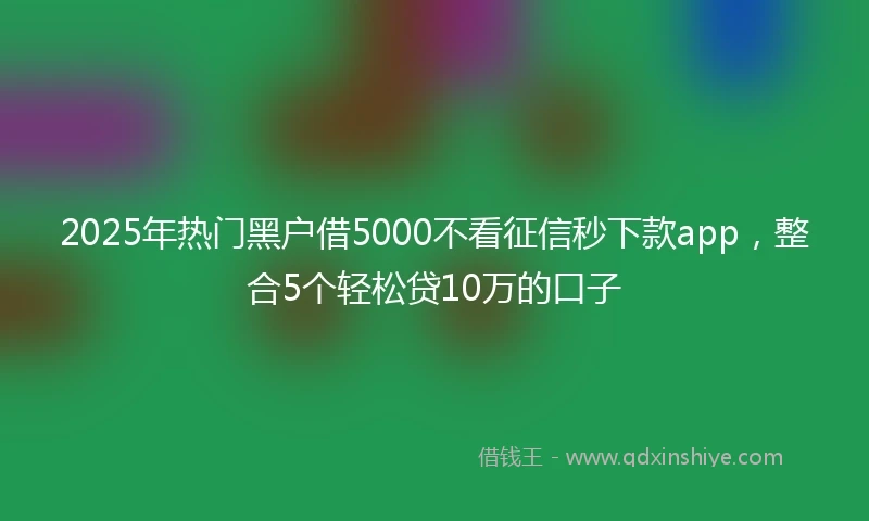2025年热门黑户借5000不看征信秒下款app，整合5个轻松贷10万的口子
