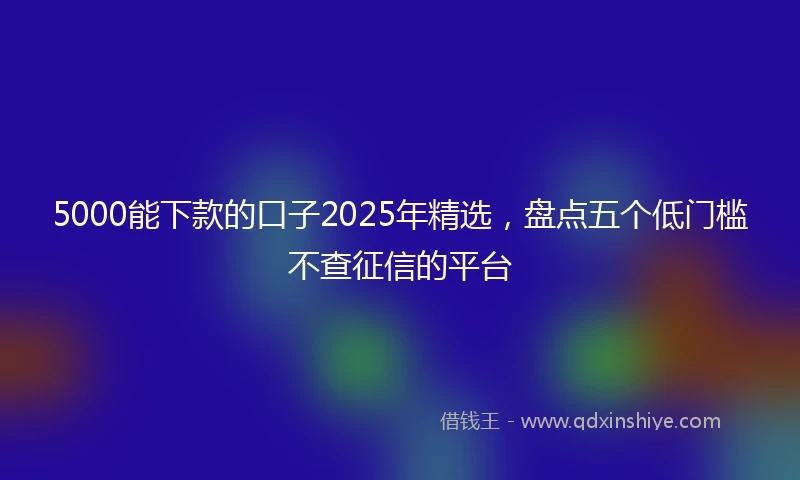 5000能下款的口子2025年精选，盘点五个低门槛不查征信的平台