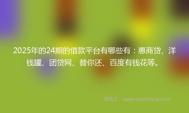 2025年的24期的借款平台有哪些有：惠商贷、洋钱罐、团贷网、替你还、百度有钱花等。
