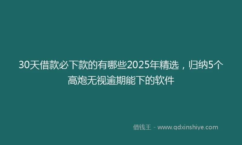 30天借款必下款的有哪些2025年精选，归纳5个高炮无视逾期能下的软件