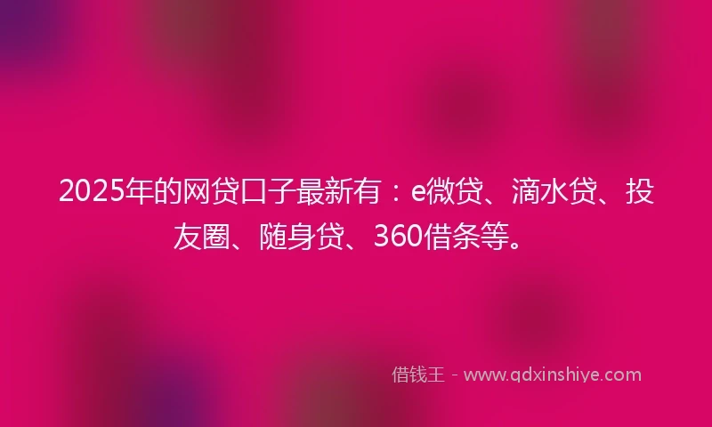 2025年的网贷口子最新有：e微贷、滴水贷、投友圈、随身贷、360借条等。