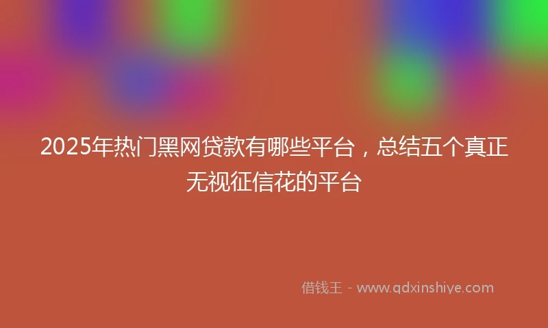 2025年热门黑网贷款有哪些平台，总结五个真正无视征信花的平台
