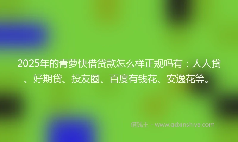 2025年的青萝快借贷款怎么样正规吗有：人人贷、好期贷、投友圈、百度有钱花、安逸花等。