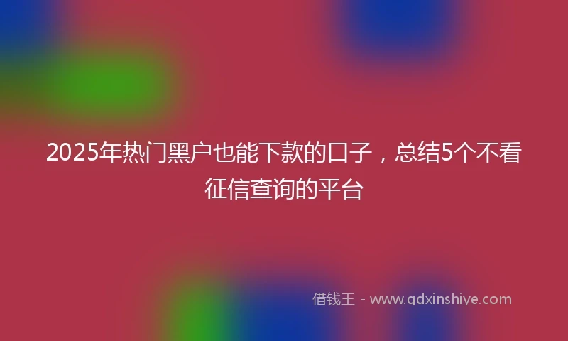 2025年热门黑户也能下款的口子，总结5个不看征信查询的平台