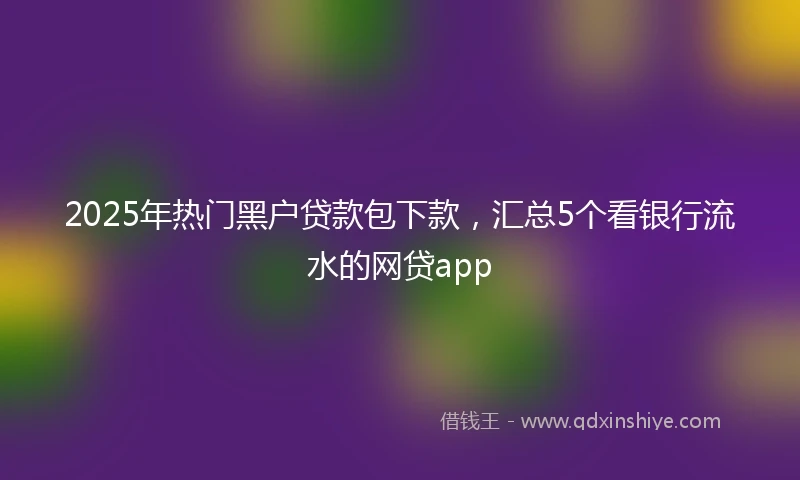 2025年热门黑户贷款包下款，汇总5个看银行流水的网贷app