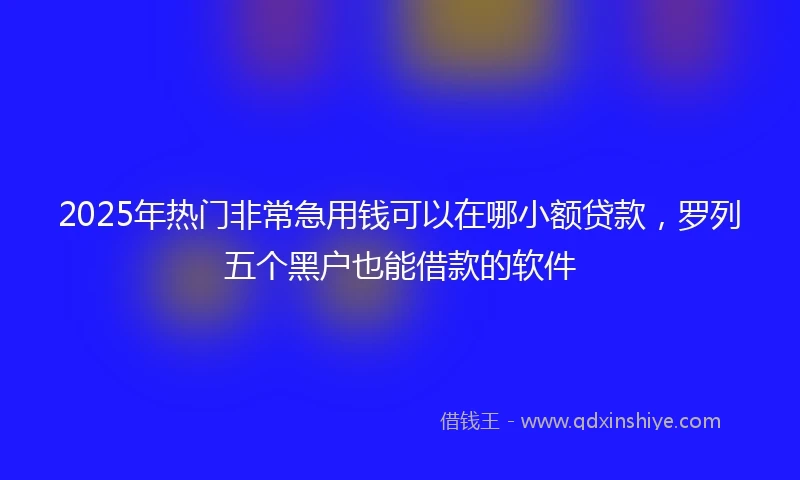 2025年热门非常急用钱可以在哪小额贷款，罗列五个黑户也能借款的软件