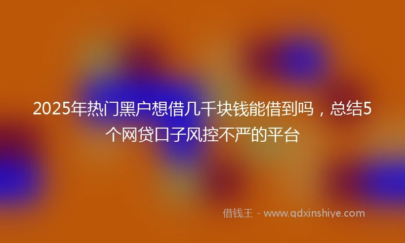 2025年热门黑户想借几千块钱能借到吗，总结5个网贷口子风控不严的平台