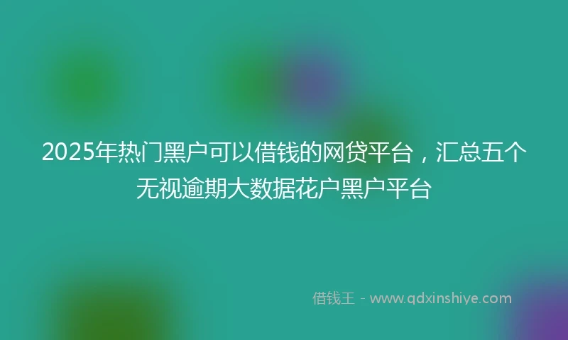2025年热门黑户可以借钱的网贷平台，汇总五个无视逾期大数据花户黑户平台