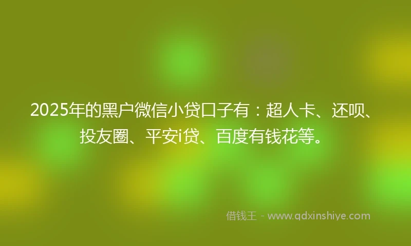 2025年的黑户微信小贷口子有：超人卡、还呗、投友圈、平安i贷、百度有钱花等。