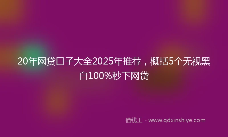 20年网贷口子大全2025年推荐，概括5个无视黑白100%秒下网贷