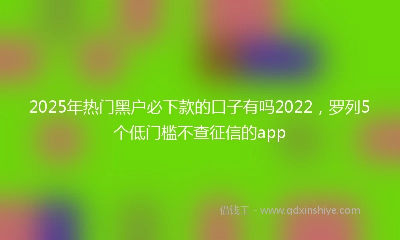 2025年热门黑户必下款的口子有吗2022，罗列5个低门槛不查征信的app