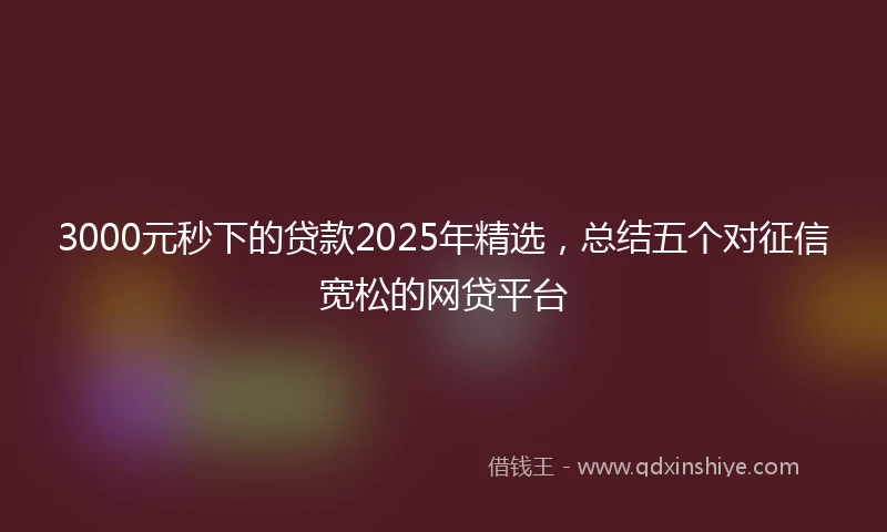 3000元秒下的贷款2025年精选，总结五个对征信宽松的网贷平台