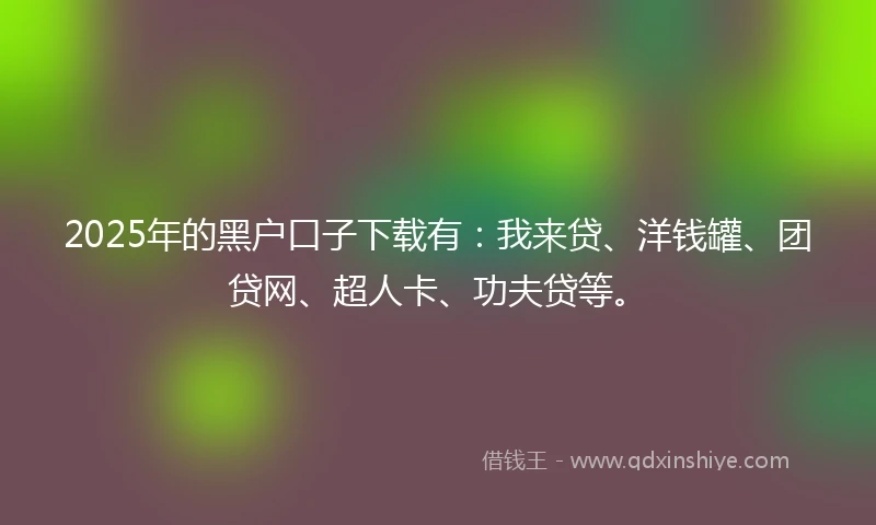 2025年的黑户口子下载有：我来贷、洋钱罐、团贷网、超人卡、功夫贷等。