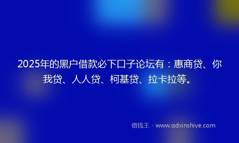 2025年的黑户借款必下口子论坛有：惠商贷、你我贷、人人贷、柯基贷、拉卡拉等。