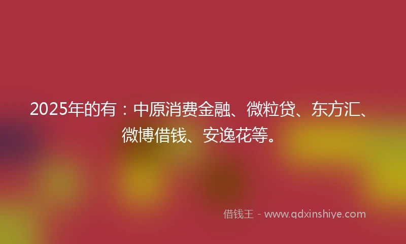 2025年的有：中原消费金融、微粒贷、东方汇、微博借钱、安逸花等。