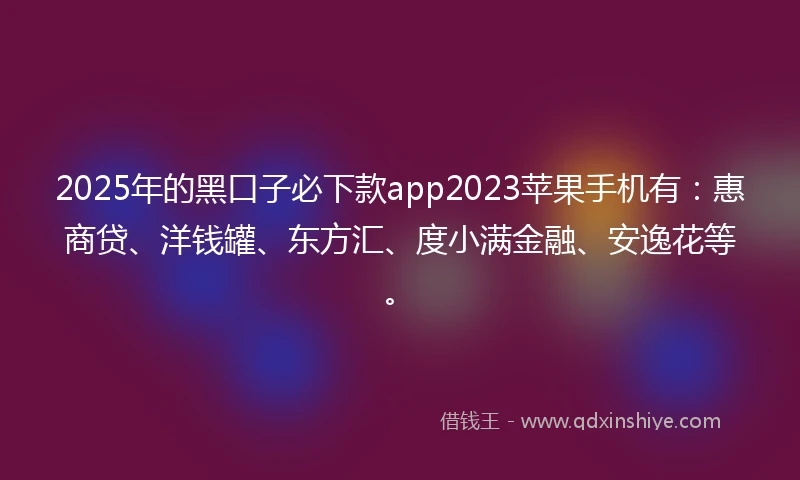 2025年的黑口子必下款app2023苹果手机有：惠商贷、洋钱罐、东方汇、度小满金融、安逸花等。