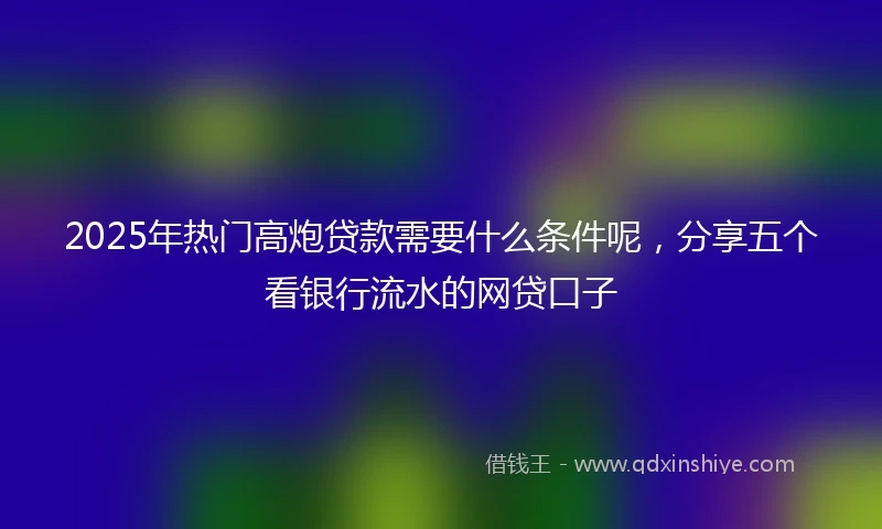 2025年热门高炮贷款需要什么条件呢，分享五个看银行流水的网贷口子