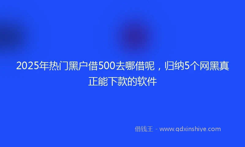 2025年热门黑户借500去哪借呢，归纳5个网黑真正能下款的软件