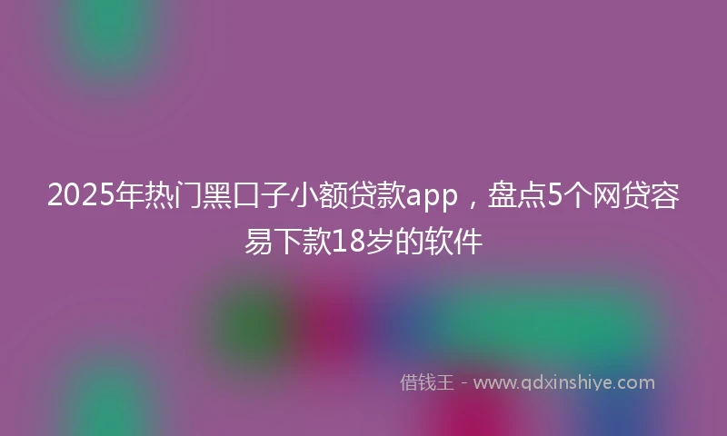 2025年热门黑口子小额贷款app，盘点5个网贷容易下款18岁的软件