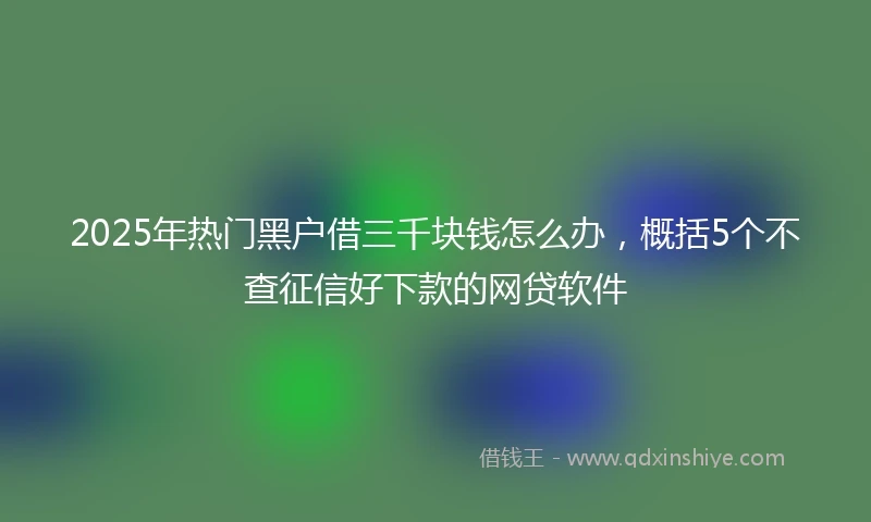 2025年热门黑户借三千块钱怎么办，概括5个不查征信好下款的网贷软件