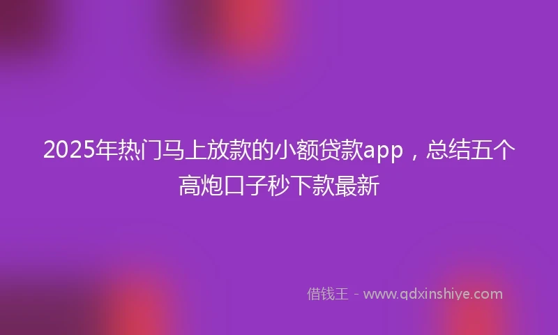 2025年热门马上放款的小额贷款app，总结五个高炮口子秒下款最新