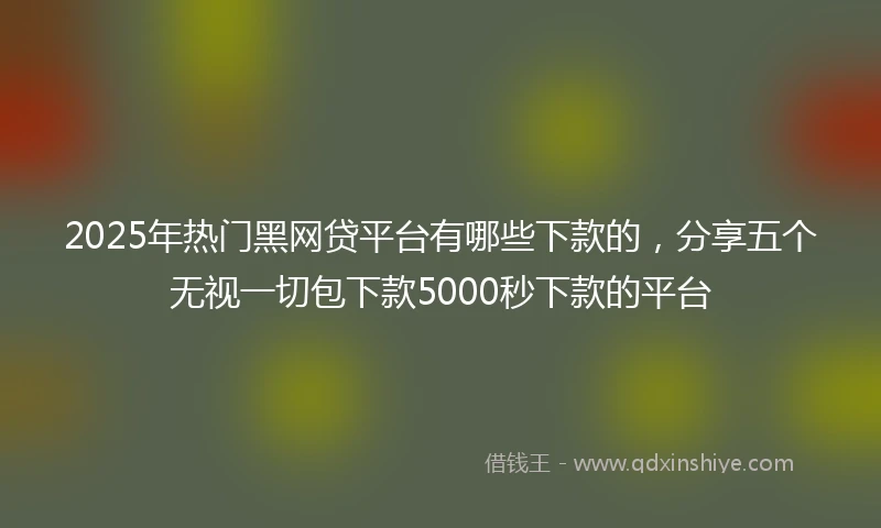 2025年热门黑网贷平台有哪些下款的，分享五个无视一切包下款5000秒下款的平台