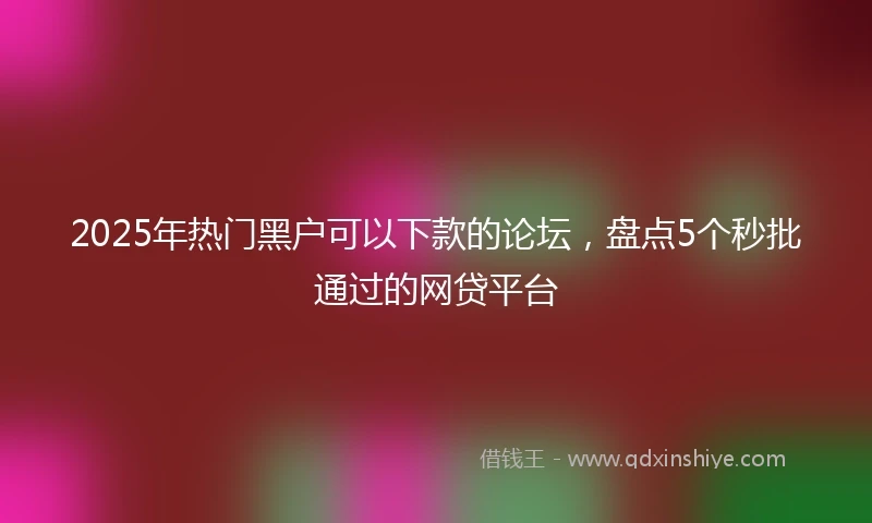 2025年热门黑户可以下款的论坛，盘点5个秒批通过的网贷平台