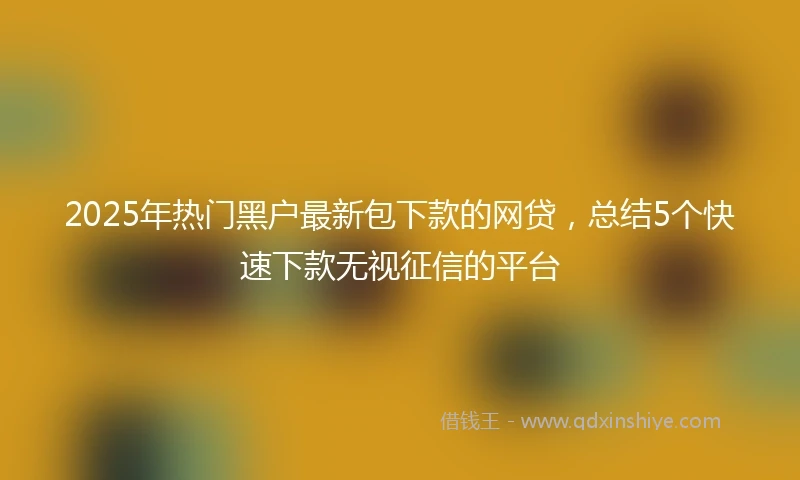 2025年热门黑户最新包下款的网贷，总结5个快速下款无视征信的平台
