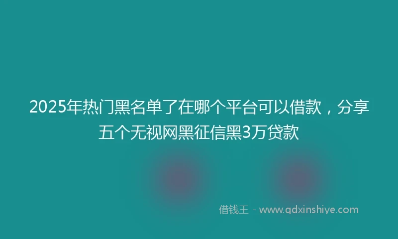 2025年热门黑名单了在哪个平台可以借款，分享五个无视网黑征信黑3万贷款