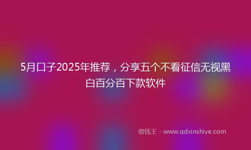 5月口子2025年推荐，分享五个不看征信无视黑白百分百下款软件