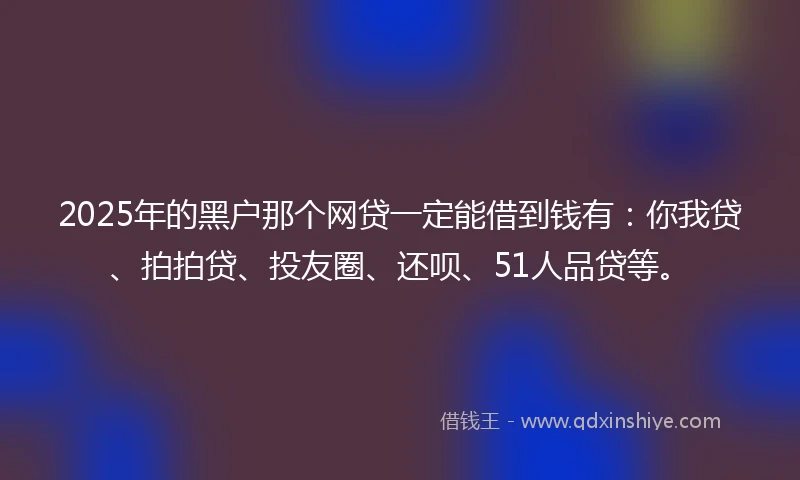 2025年的黑户那个网贷一定能借到钱有：你我贷、拍拍贷、投友圈、还呗、51人品贷等。