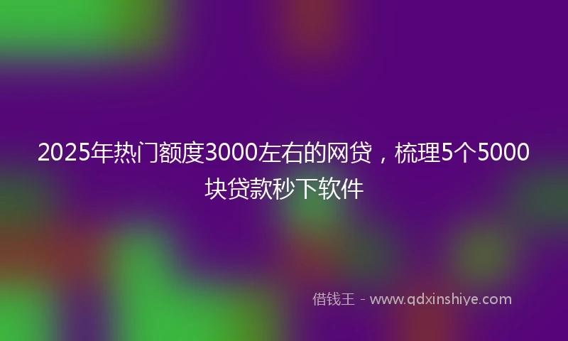 2025年热门额度3000左右的网贷，梳理5个5000块贷款秒下软件