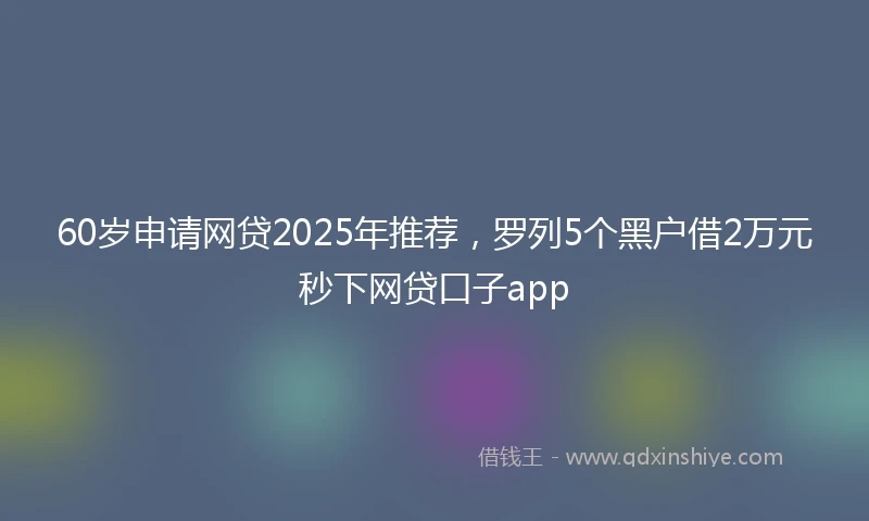60岁申请网贷2025年推荐，罗列5个黑户借2万元秒下网贷口子app