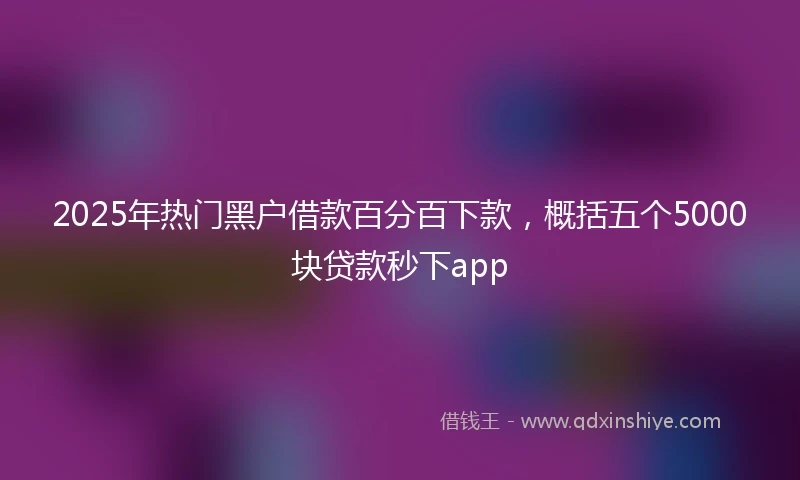 2025年热门黑户借款百分百下款，概括五个5000块贷款秒下app
