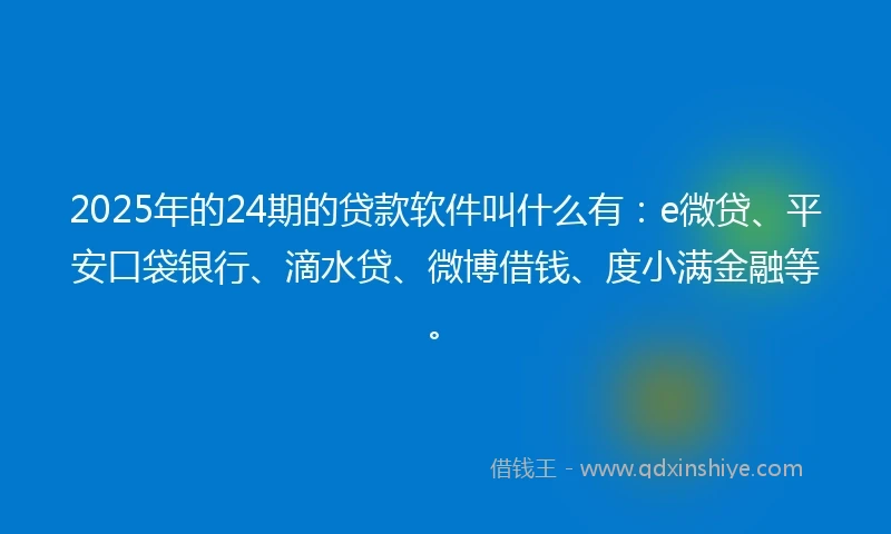 2025年的24期的贷款软件叫什么有：e微贷、平安口袋银行、滴水贷、微博借钱、度小满金融等。