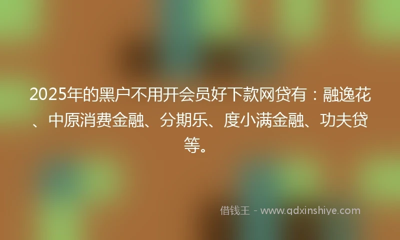 2025年的黑户不用开会员好下款网贷有：融逸花、中原消费金融、分期乐、度小满金融、功夫贷等。