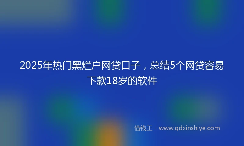 2025年热门黑烂户网贷口子，总结5个网贷容易下款18岁的软件