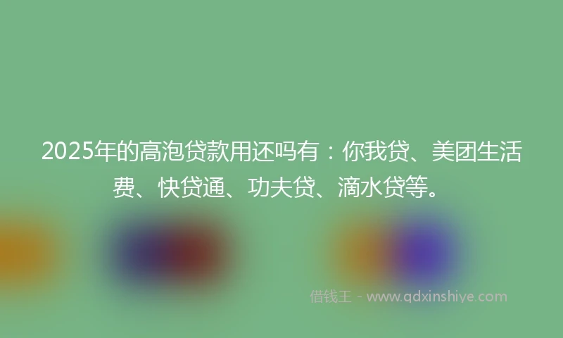2025年的高泡贷款用还吗有：你我贷、美团生活费、快贷通、功夫贷、滴水贷等。