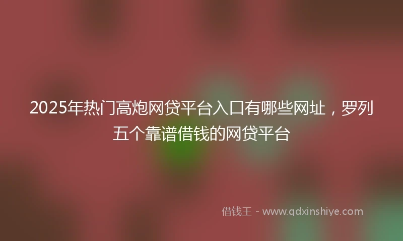 2025年热门高炮网贷平台入口有哪些网址，罗列五个靠谱借钱的网贷平台