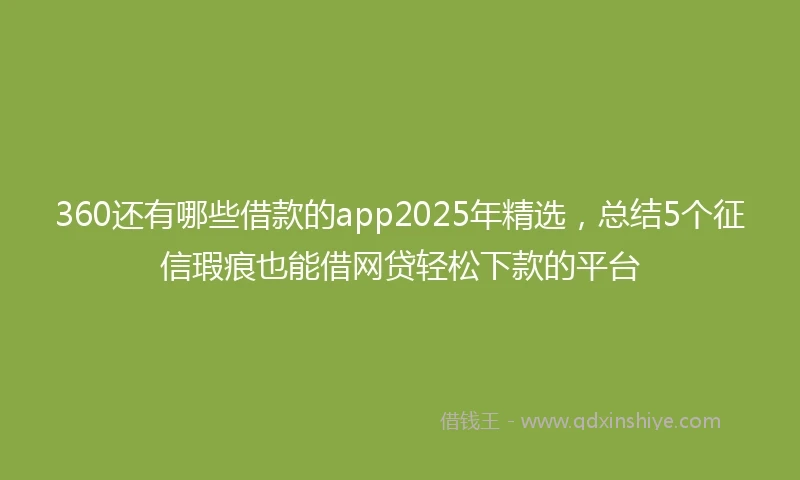 360还有哪些借款的app2025年精选，总结5个征信瑕疵也能借网贷轻松下款的平台