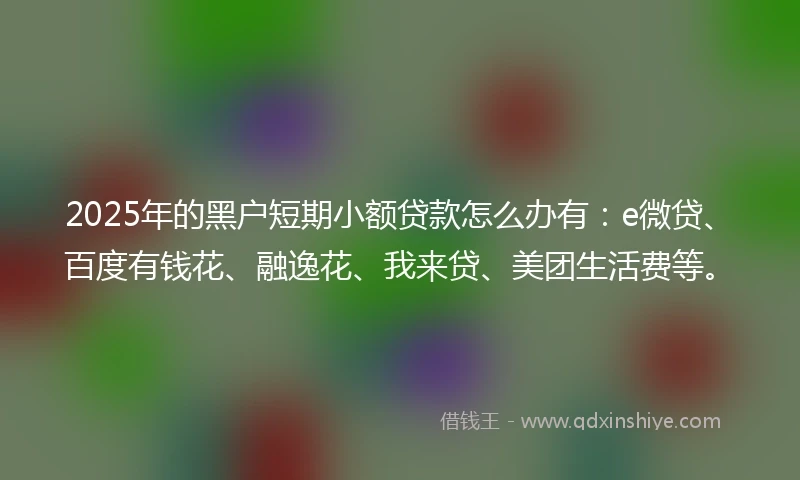 2025年的黑户短期小额贷款怎么办有：e微贷、百度有钱花、融逸花、我来贷、美团生活费等。