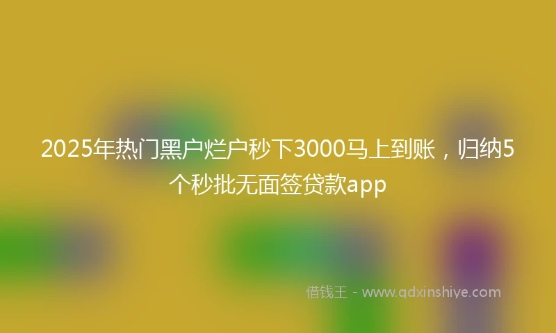2025年热门黑户烂户秒下3000马上到账，归纳5个秒批无面签贷款app