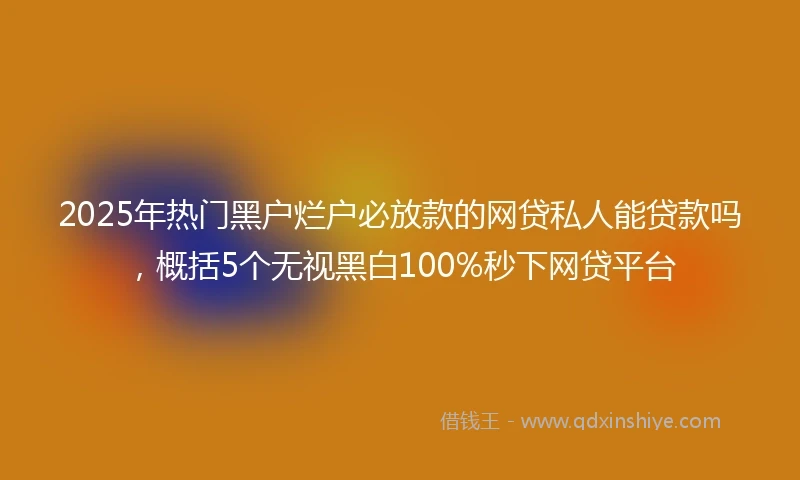 2025年热门黑户烂户必放款的网贷私人能贷款吗，概括5个无视黑白100%秒下网贷平台