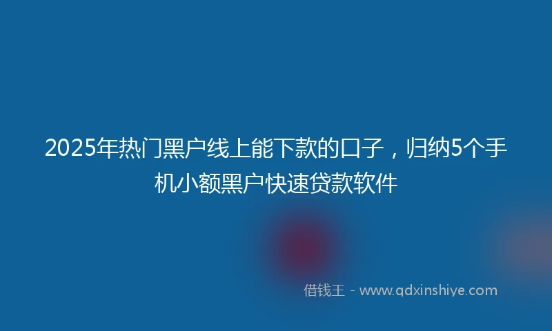 2025年热门黑户线上能下款的口子，归纳5个手机小额黑户快速贷款软件