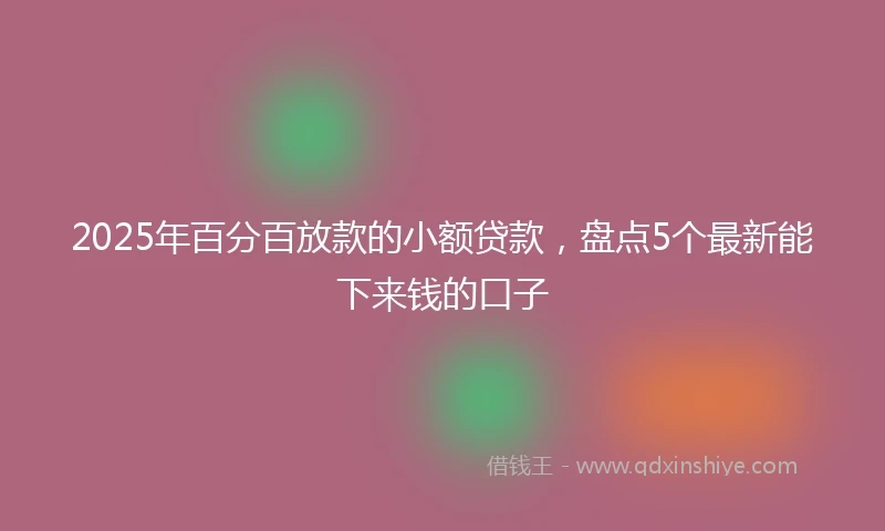2025年百分百放款的小额贷款，盘点5个最新能下来钱的口子