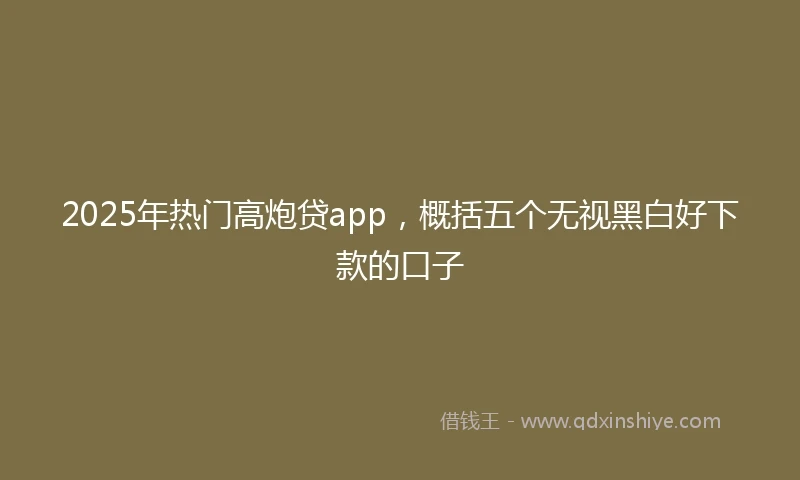 2025年热门高炮贷app，概括五个无视黑白好下款的口子